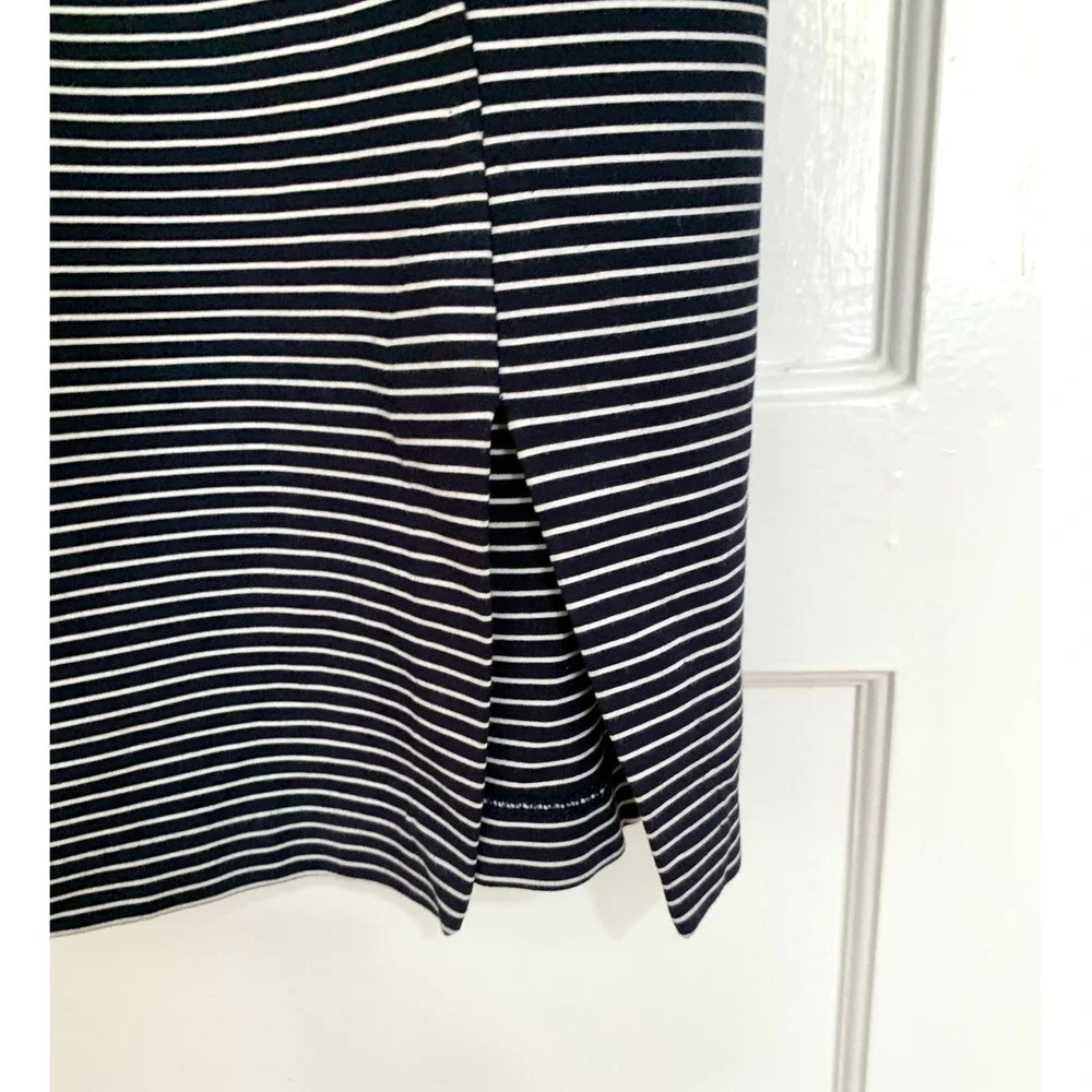 Banana Republic Sleeveless Ponte Sheath Dress Navy White Stripe Career Size 6